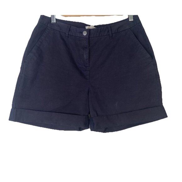 BARBOUR WOMENS NAVY BLUE REGULAR STRAIGHT STRETCH COTTON CHINO SHORTS SIZE 8 - Picture 1 of 9
